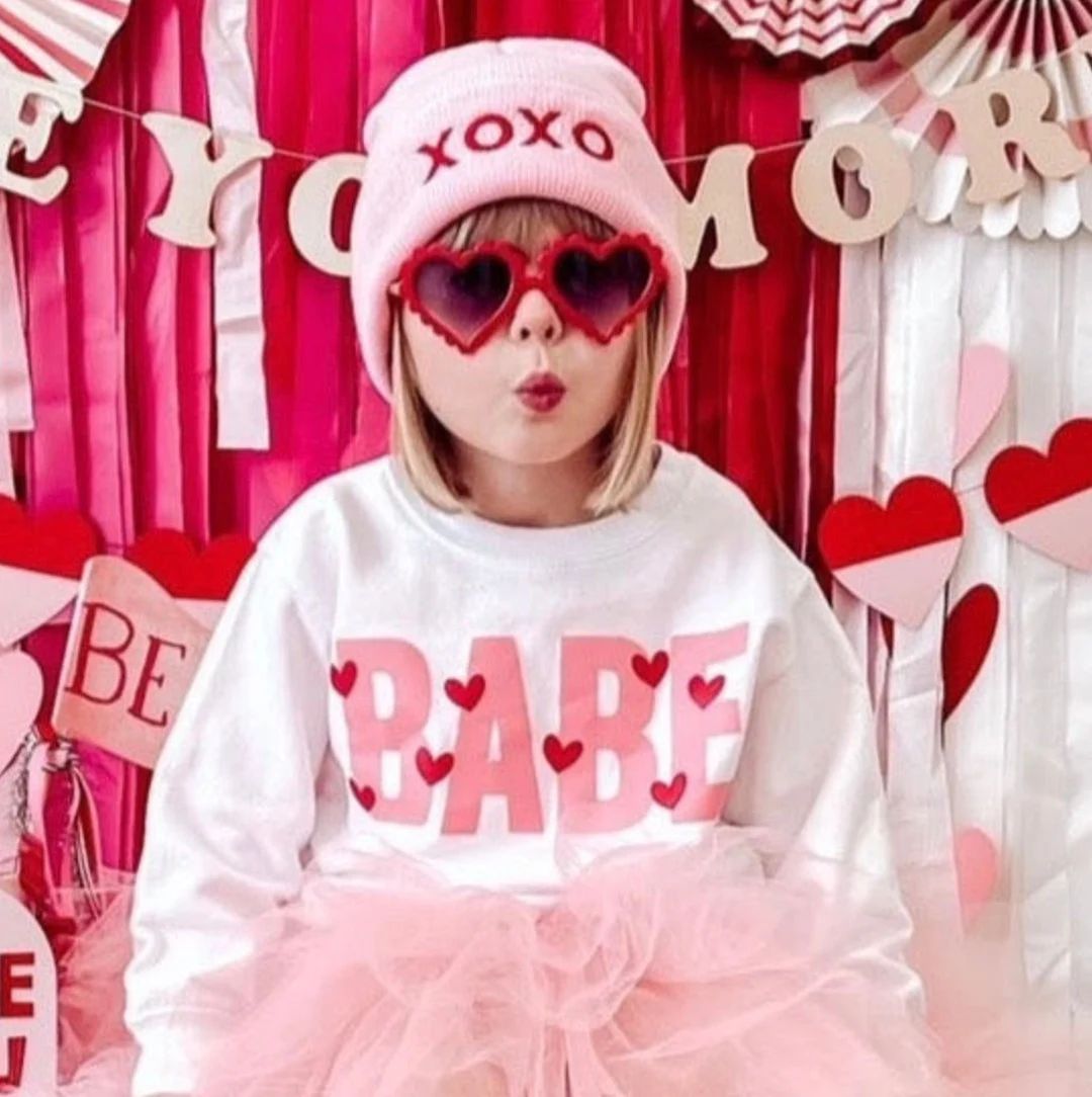 BABE - Mini Hearts © - Child Sweater | Valentine Sweater | Valentine Sweater for Kids | Kid Valentin | Etsy (US)