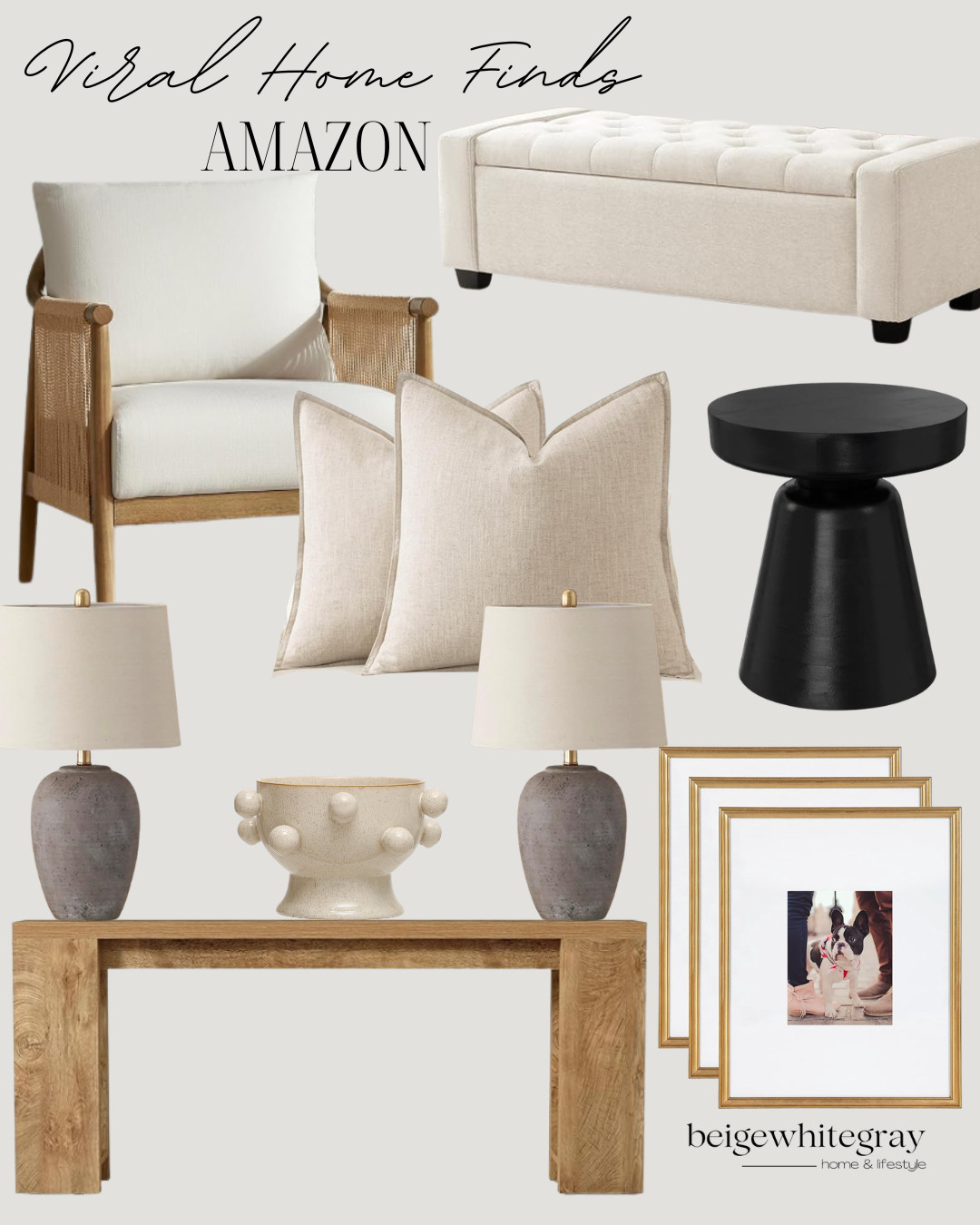 Amazon Viral Home Finds
viral home finds, Amazon home finds, neutral living room decor, accent chair, cane accent chair, storage bench ottoman, black side table, linen throw pillows, table lamps, console table decor, decorative bowl, gallery wall frames, affordable furniture, modern organic home decor, neutral furniture, living room styling, entryway decor, Amazon furniture finds, designer look for less, cozy home decor, home decorating ideas

#LTKHome #LTKSaleAlert