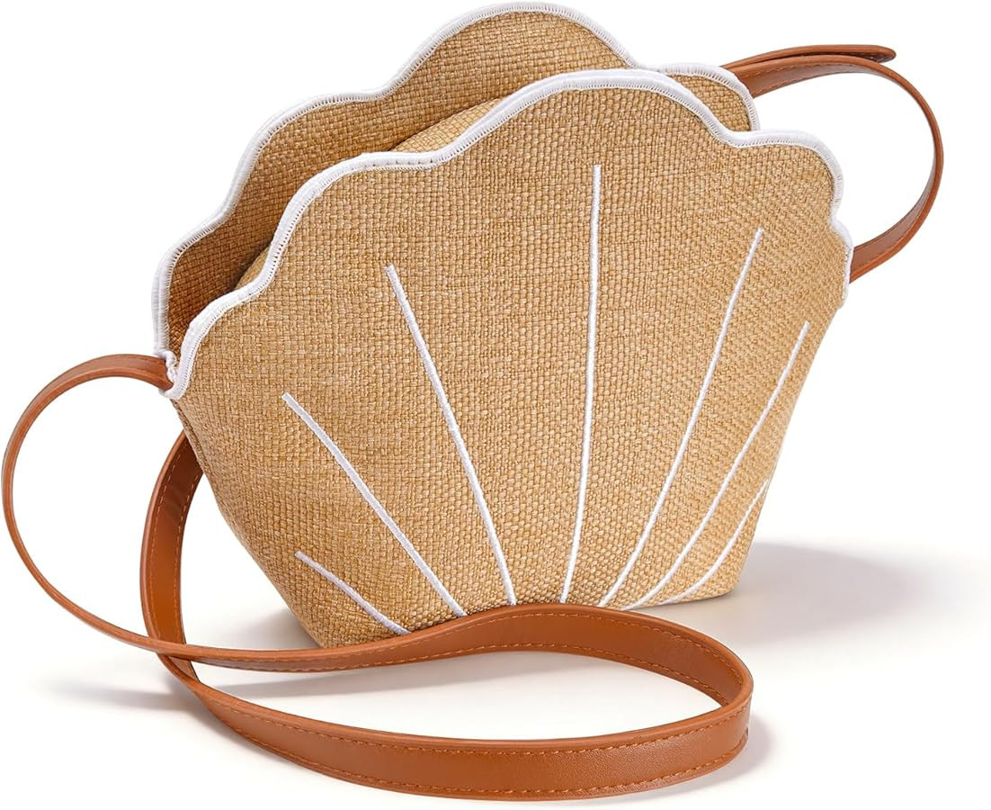 Straw Purse, Shells Crossbody Bag Woven Wallet, Summer Beach Shoulder Bags, Fashion Seashell Straw Purse | Amazon (US)