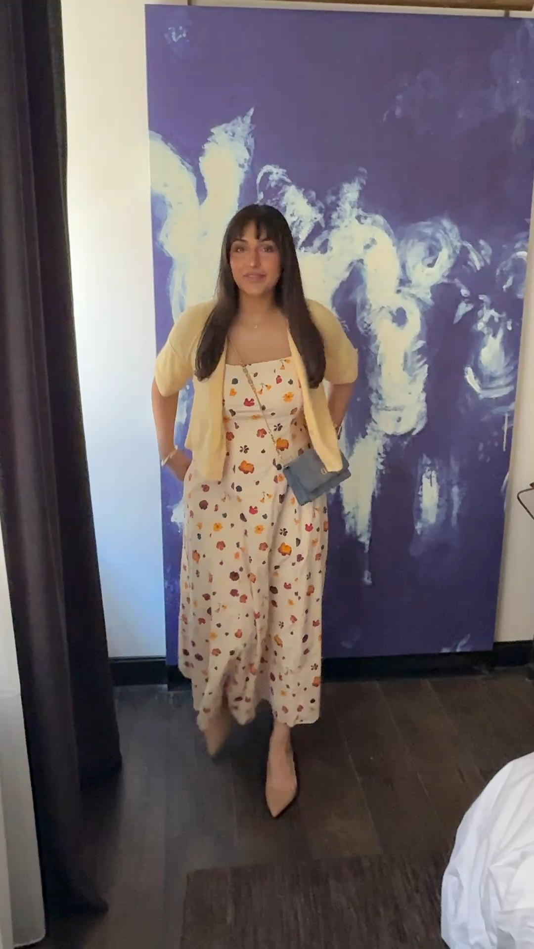 Ootd in New York! Wearing a size medium in the dress and small in the cardigan