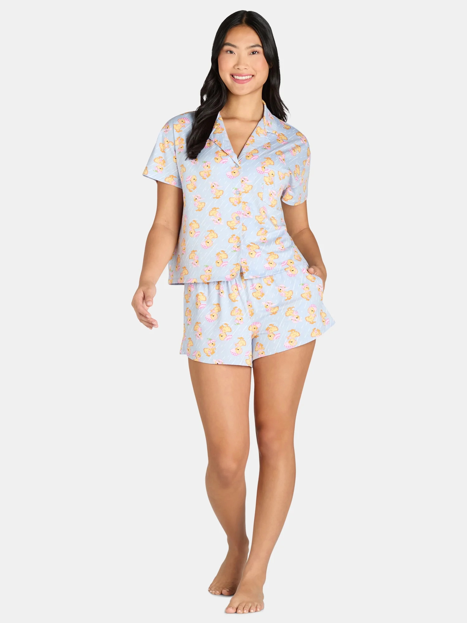Women’s Easter Print Shorty Notch Collar Pajama Set from Way to Celebrate, 2-Piece, Sizes XS-3X | Walmart (US)