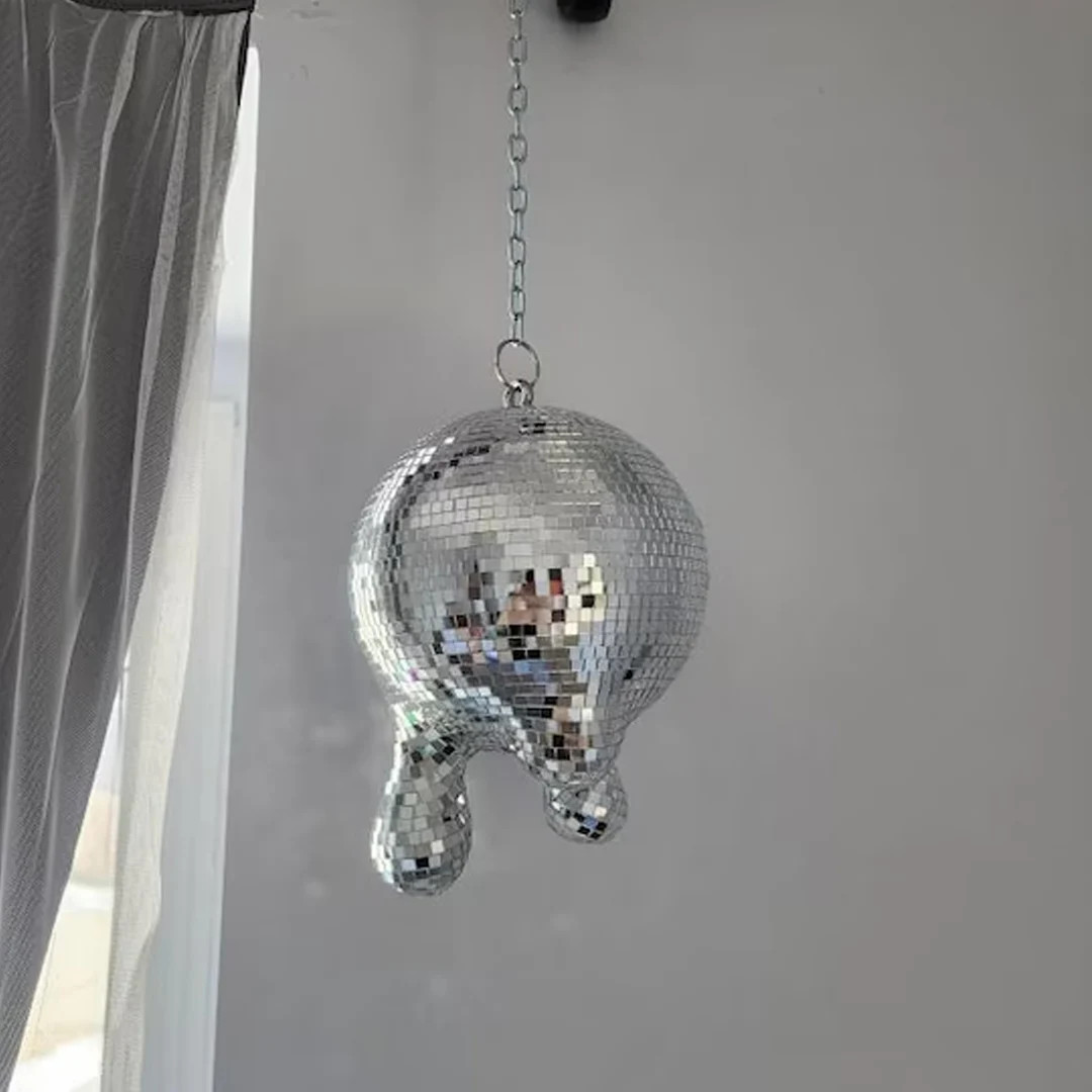 Melting Drippy Disco Ball Silver Pot Mirrored Melted Designs Metallic Home Decor - Etsy | Etsy (US)