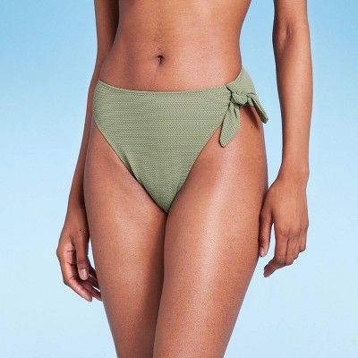 Women's Pique Textured High Leg Cheeky High Waist Bikini Bottom - Wild Fable™ | Target