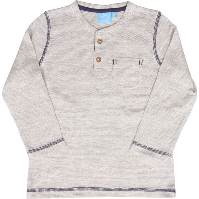 Harper Long Sleeve Henley, Oatmeal Heather | Maisonette