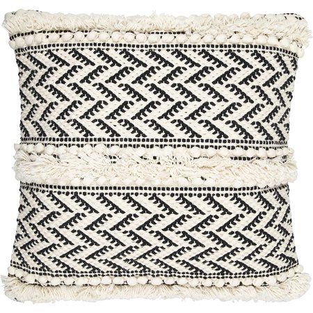 Cotton Black and Off-White Bohemian Throw Pillow Cover 18x18 Inch Handwoven Luxurious and Fashionabl | Walmart (US)