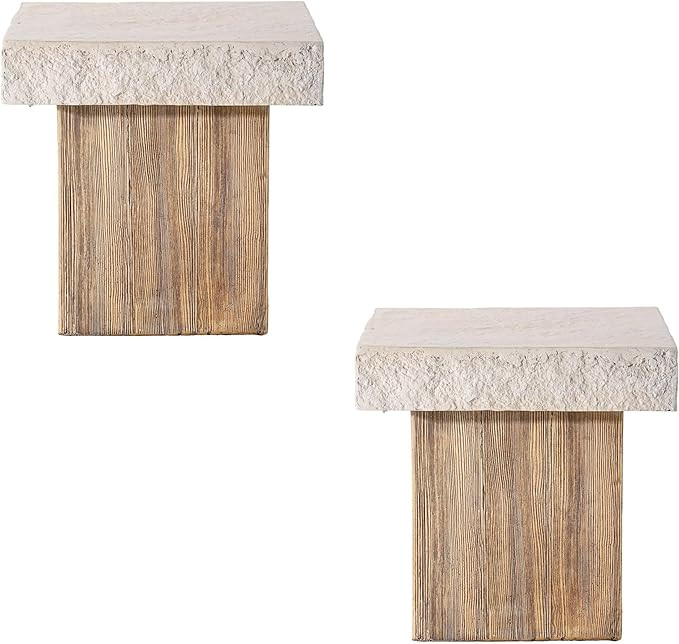 COSIEST Outdoor Medium Side Table, Patio Coffee Table, 19.7 inches Square MgO End Stool with Faux... | Amazon (US)