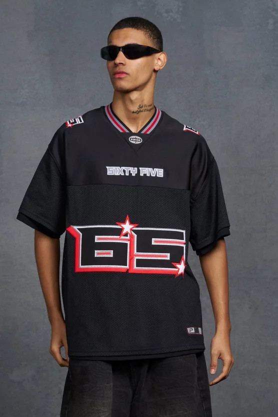 Gunna Oversized 65 Applique Hockey Jersey | boohooMAN (US & Canada)