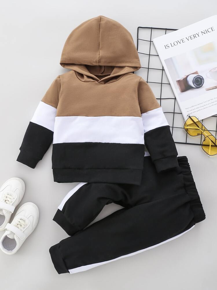 Baby Color-block Hoodie & Sweatpants | SHEIN