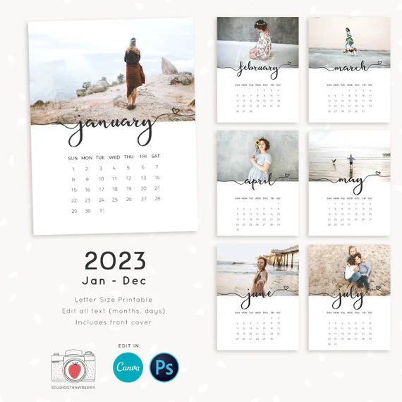 2023 Photo Calendar Template Calendar Template Canva - Etsy | Etsy (US)