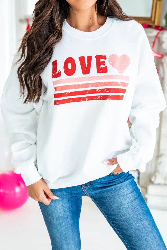 Love Retro White Graphic Sweatshirt | Pink Lily