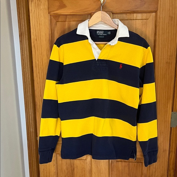 Polo by Ralph Lauren Bold Yellow and Navy Striped Shirt | Poshmark
