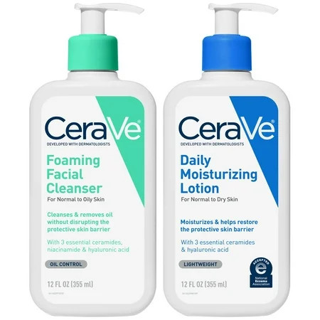 CeraVe Foaming Face Wash + Daily Moisturizing Lotion Bundle, 12 oz | Walmart (US)