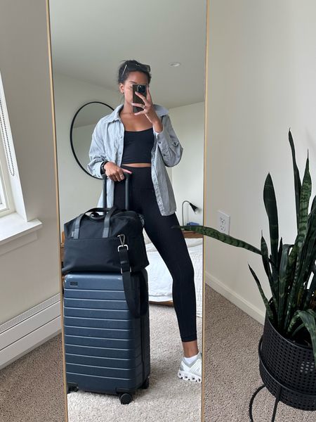 Go to summer travel outfit! The fit is easy to wear and the top layer is cool and comfy but warm enough for the plane. 

#LTKtravel