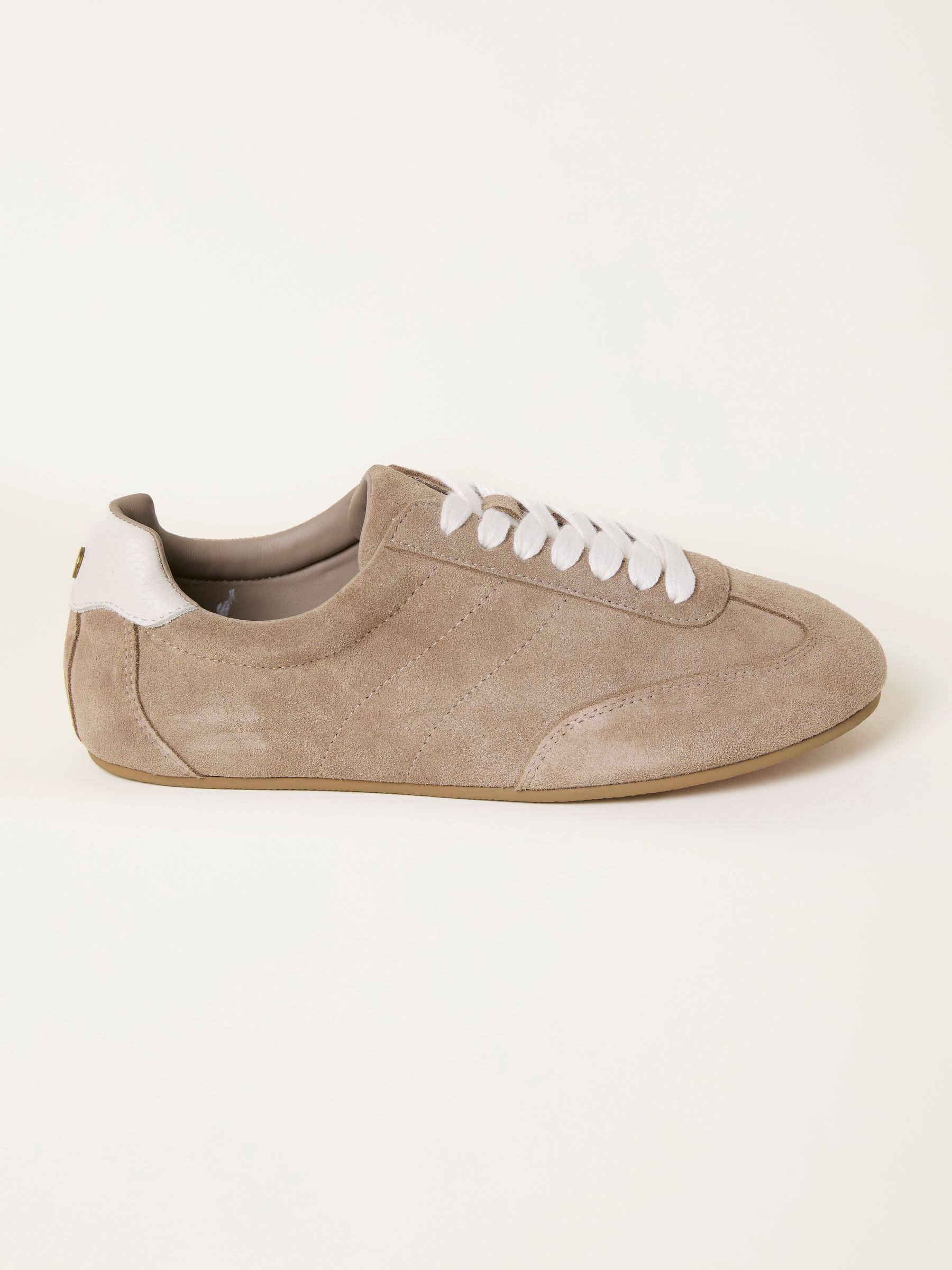 Light Brown Slim Ballet Suede Trainer | Fat Face