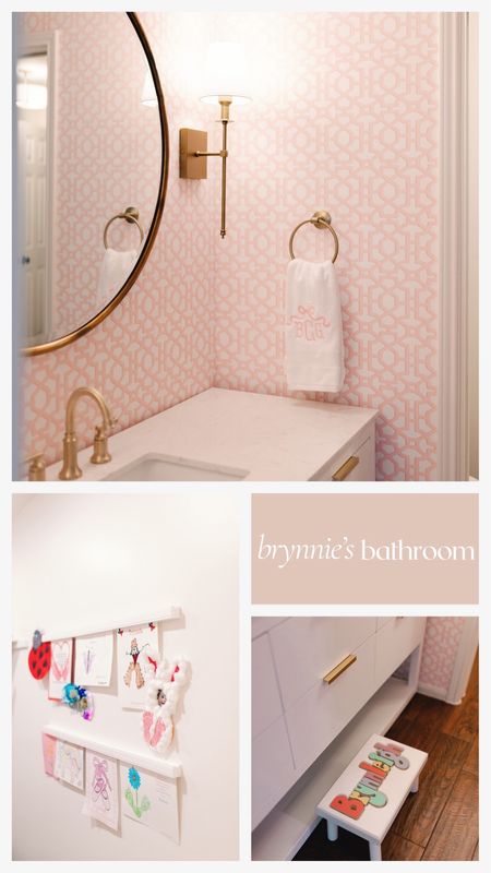 We kept Brynnie’s bathroom feeling simple, girly and clean and love the way it came out! 

wallpaper is from @acottageinthecity 

Home decor, kids bedroom, kids bathroom, home remodel 

#LTKbaby #LTKhome #LTKkids