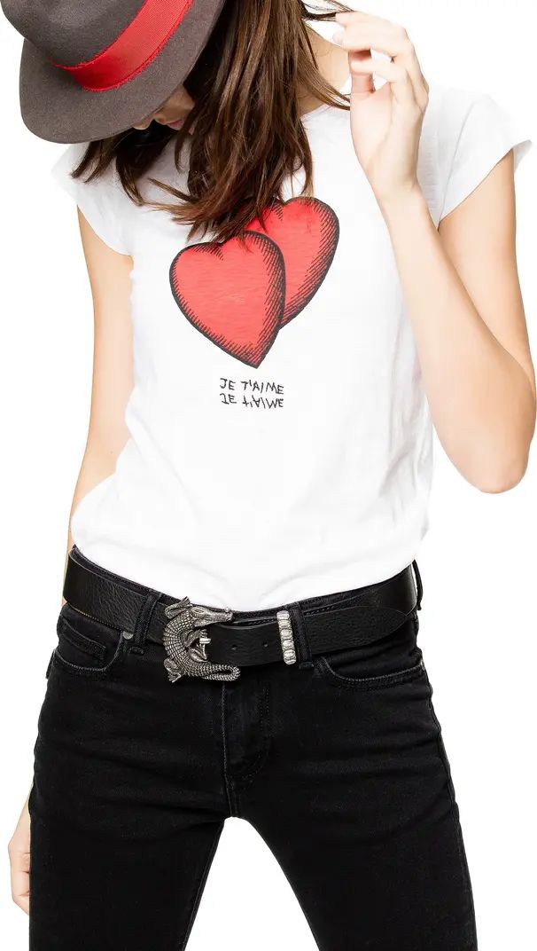 Double Heart Skinny Cotton & Modal Graphic Tee | Nordstrom