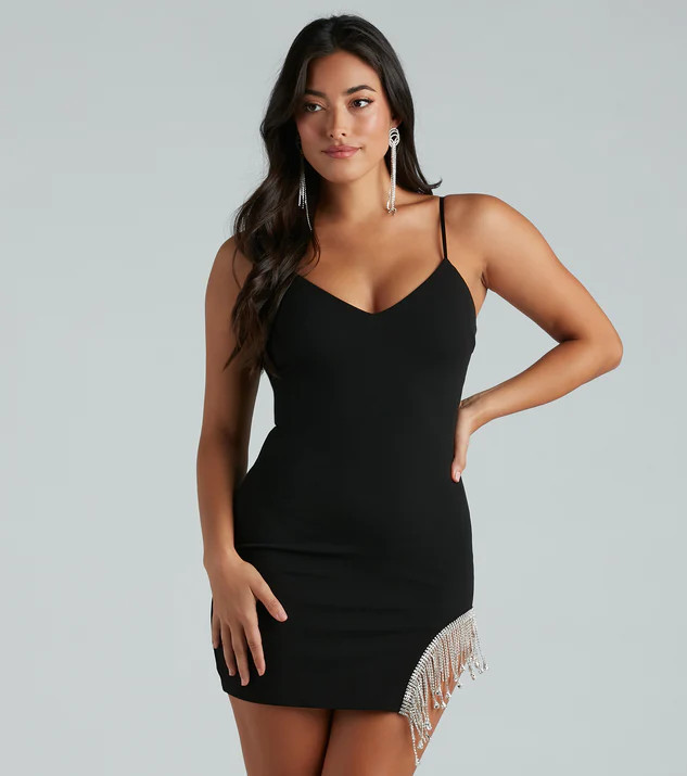 Dazzle Darling Rhinestone Trim Mini Dress | Windsor Stores