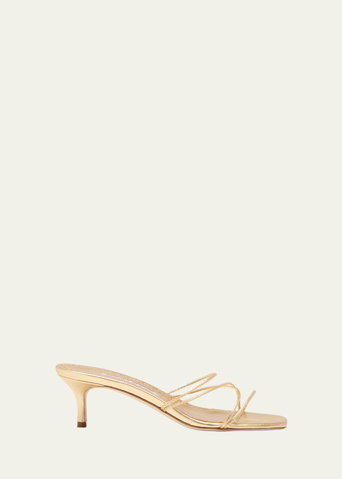 Manolo Blahnik Strappy Metallic Leather Slide Sandals | Bergdorf Goodman
