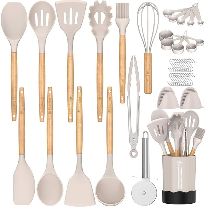 Kitchen Cooking Utensil Set, Fungun 26 pcs Cooking Utensils - Nonstick Kitchen Utensils Cookware ... | Amazon (US)