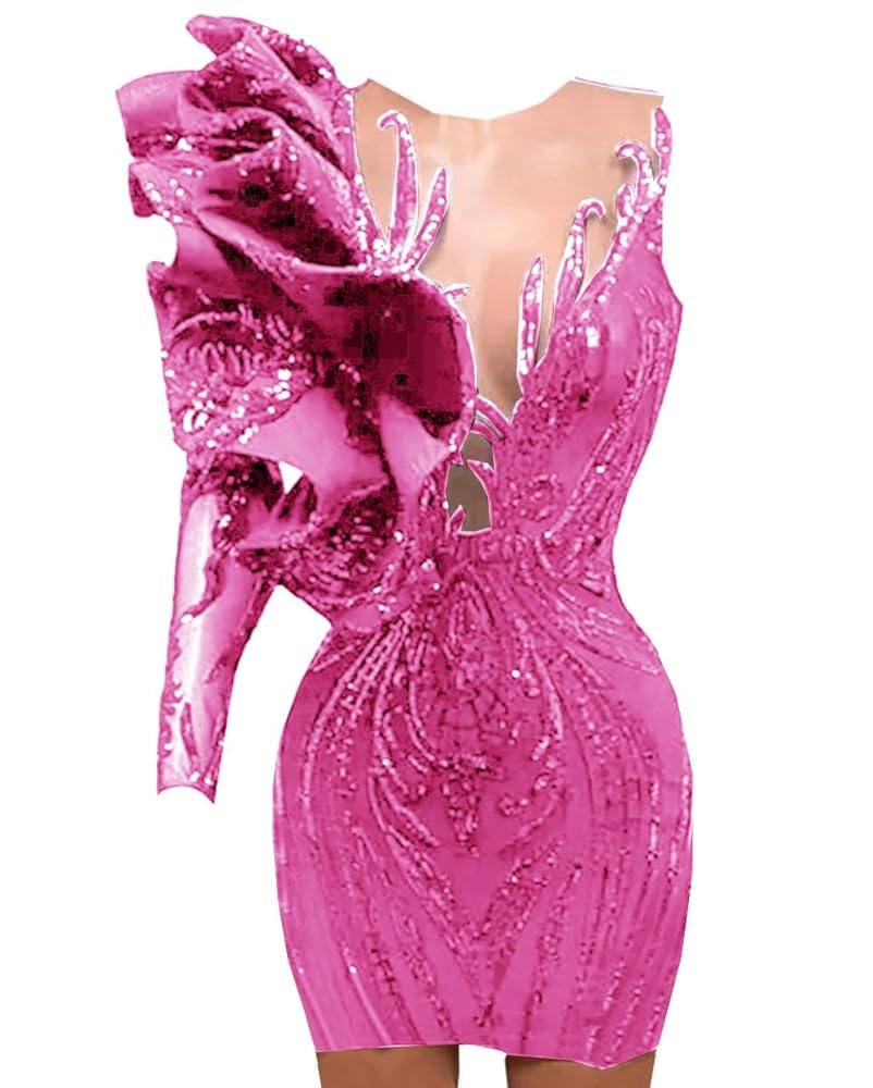 Sparkly Sequin Short Prom Dress Bodycon Pageant Evening Cocktail Homecoming Dress | Amazon (US)