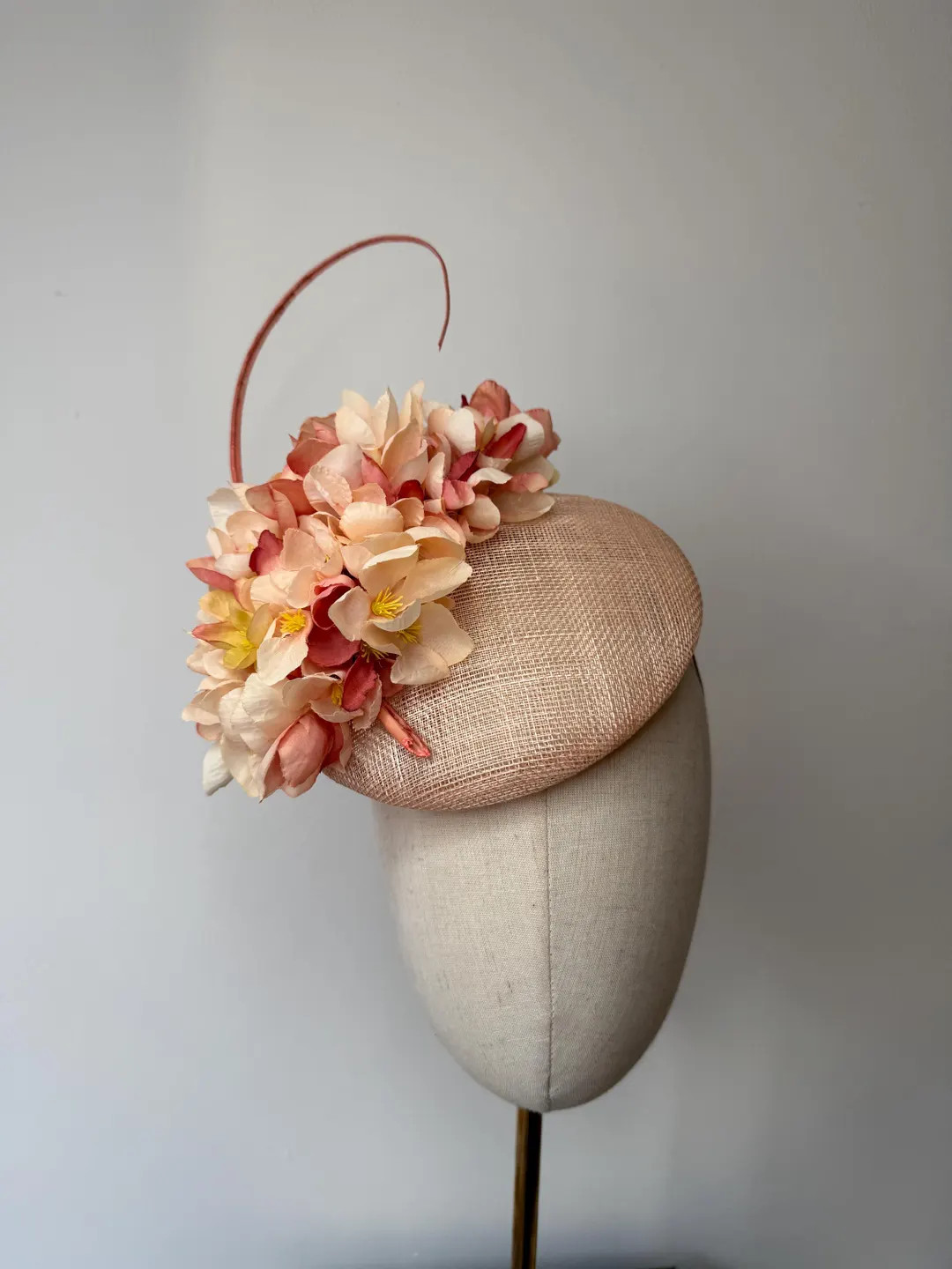 Champagne Blush Fascinator Hat With Peach Cherry Blossoms, Wedding Races - Etsy | Etsy (US)