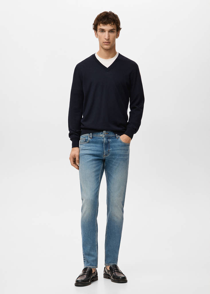 100% merino wool V-neck sweater navy - Man - M - MANGO MAN | Mango (US/MX/AU)