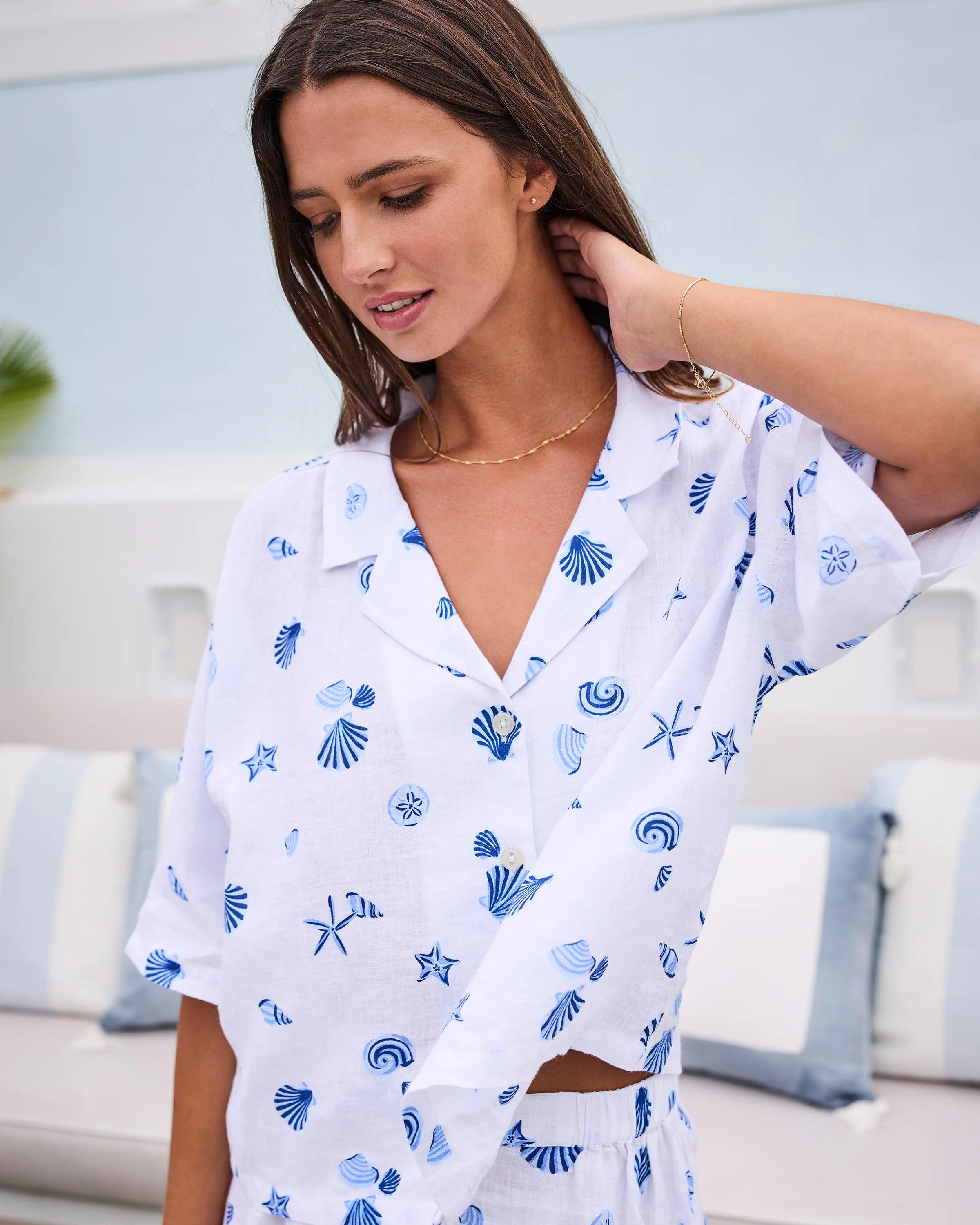 Scattered Shells - Linen Sweet Dreams Set - Blue Cloud | Printfresh
