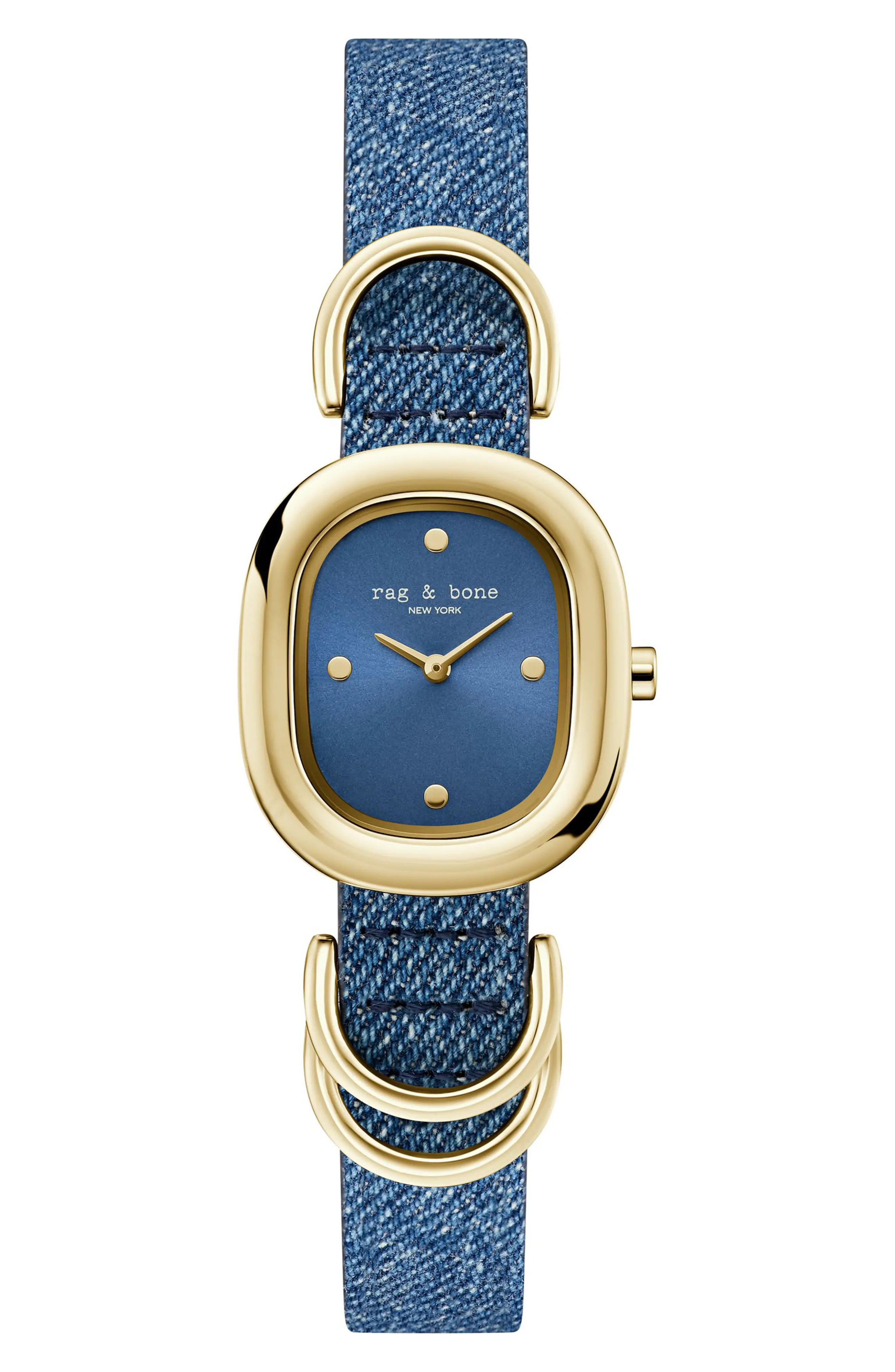 rag & bone Rory Denim Strap Watch, 25mm in Blue at Nordstrom | Nordstrom