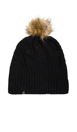 Plush Fleece-Lined Faux Fur Pom Pom Hat in Black | Revolve Clothing