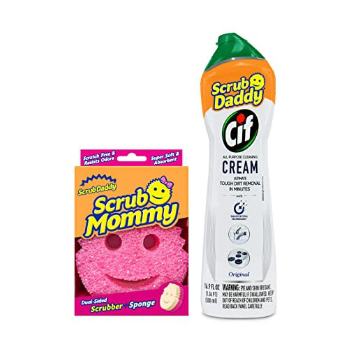 Scrub Daddy Scrub Mommy + Cif Cream All Purpose Cleaner, Original - Cleaning Supplies with Household Cleaning Cream & Non Scratch Sponge - Bathroom & Kitchen Cleaner | Amazon (US)
