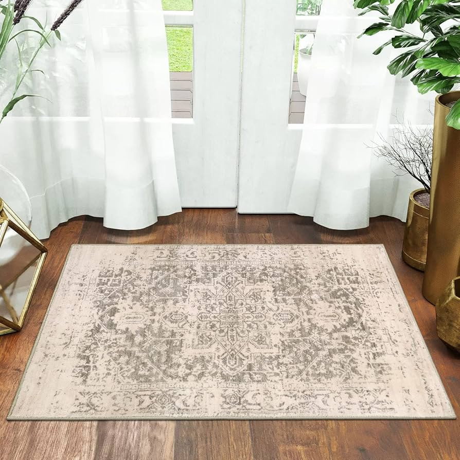 Morebes Persian Grey Entryway Rug, Small 2x3 Rug Non-Slip Front Door Bath Mat Indoor Distressed M... | Amazon (US)