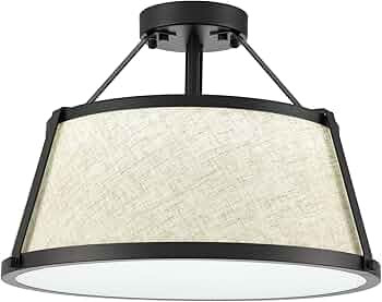 DANSEER Drum Flush Mount Ceiling Light Black Finish Dimmable LED for Bedroom Hallway Living Room ... | Amazon (US)