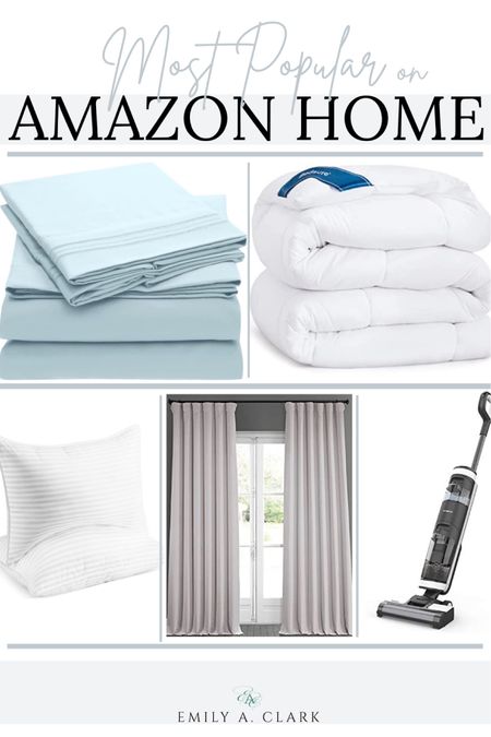 Most popular home items from my Amazon shop last month. Sheet set, down alternative comforter, pillows, curtains, Wet dry vacuum.￼

#LTKhome