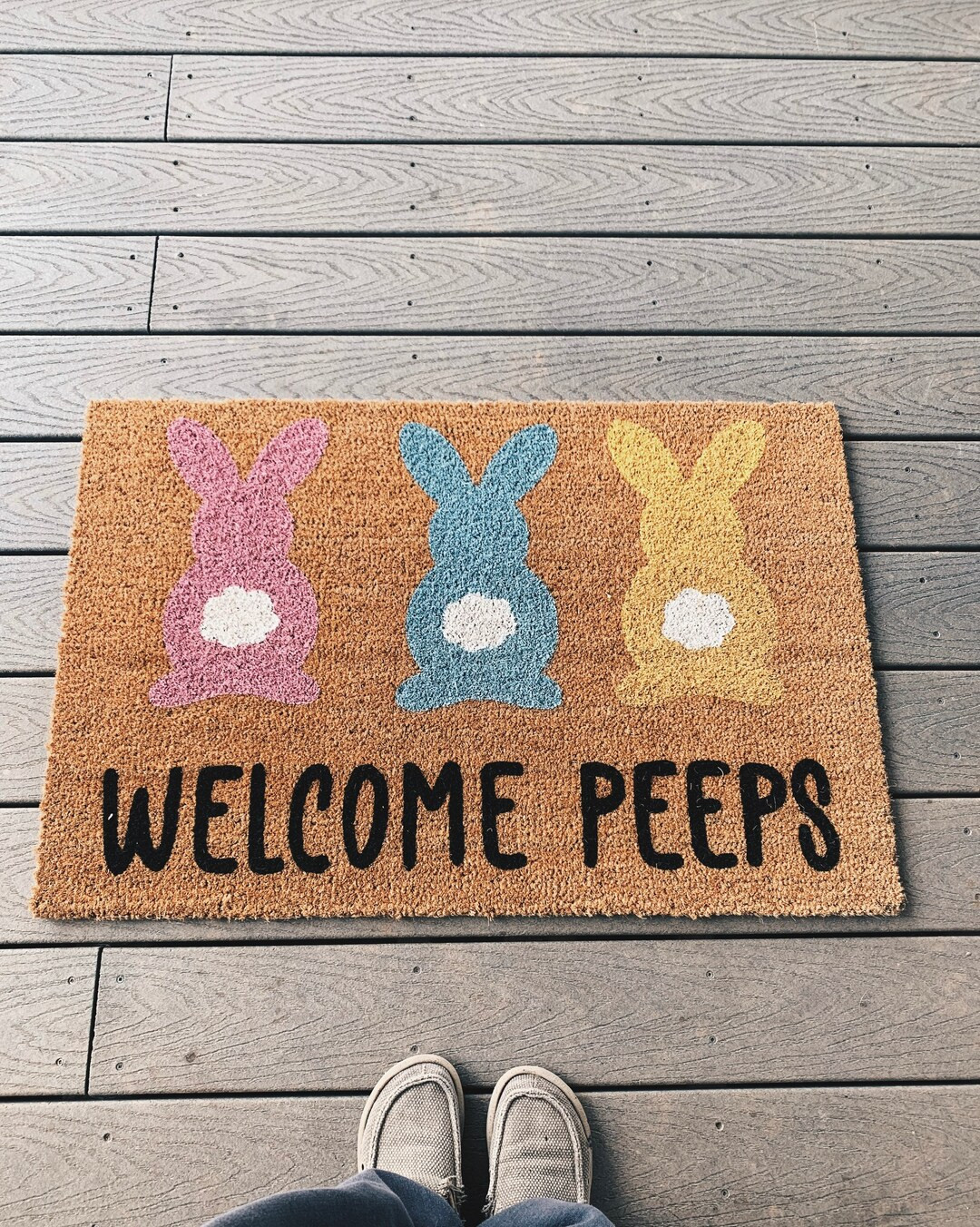 Welcome Peeps Easter Doormat | Easter Bunny Doormat | Cute Easter Welcome Mat | Spring Doormat | ... | Etsy (US)