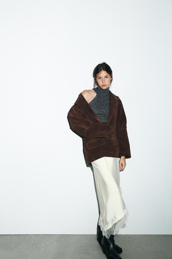 100% SUEDE OVERSIZED BLAZER | Zara US