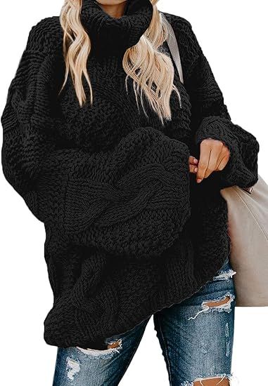 Dokotoo Womens 2023 Loose Oversized Casual Turtle Neck Sweater Pullover Top | Amazon (US)