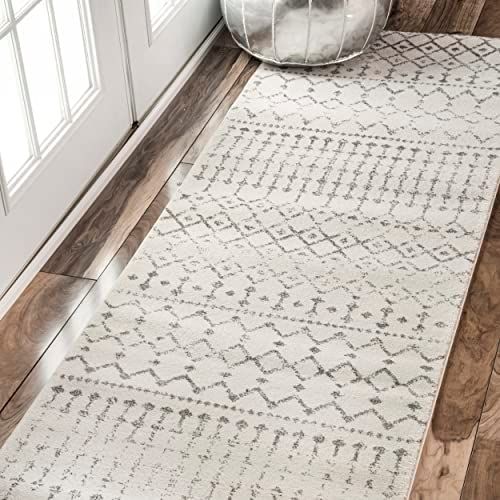 nuLOOM Moroccan Blythe Runner Rug, 2 ft 8 in x 8 ft, Grey/Off-white | Amazon (US)