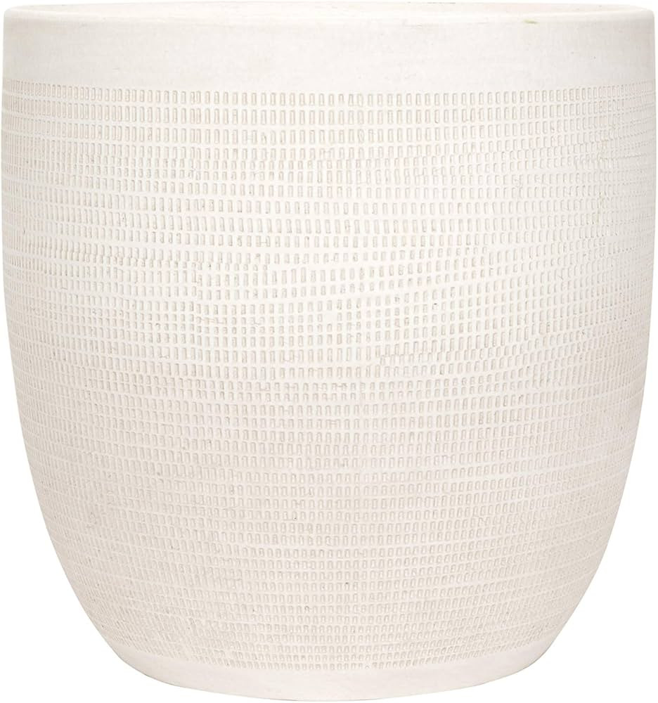 Creative Co-Op Large Matte White Embossed Stoneware Planter | Amazon (US)