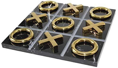 Marble Tic Tac Toe Game for Living Room Decor Centerpiece Black and Gold XO with Black Marble and Gold Color Stainless Steel Decorative Table Top X/O Board Coffee Table Décor | Amazon (US)