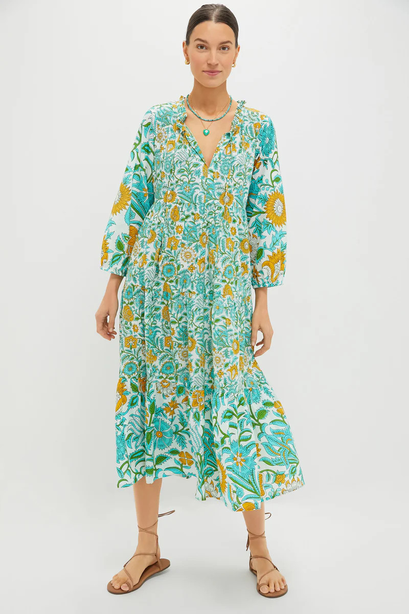 Lagoon Wildflower Long Sleeve Salty Paloma Caftan | Tuckernuck (US)