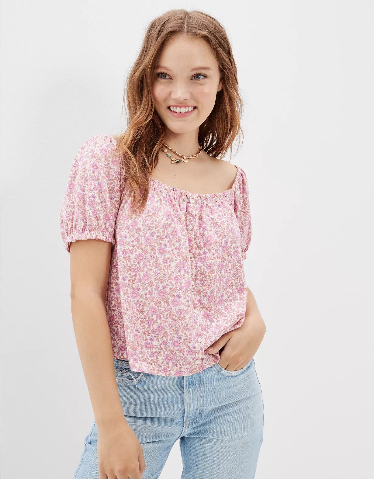 AE Puff-Sleeve Shirt | American Eagle Outfitters (US & CA)