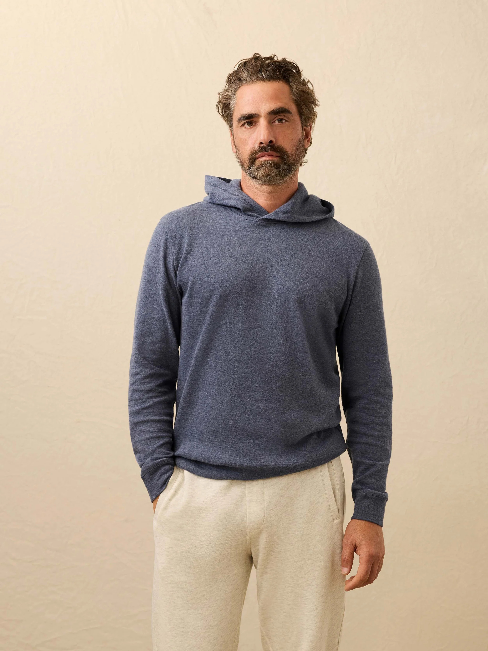 Aspen Lounge Cashmere Hoodie - Night Ocean Melange | Faherty
