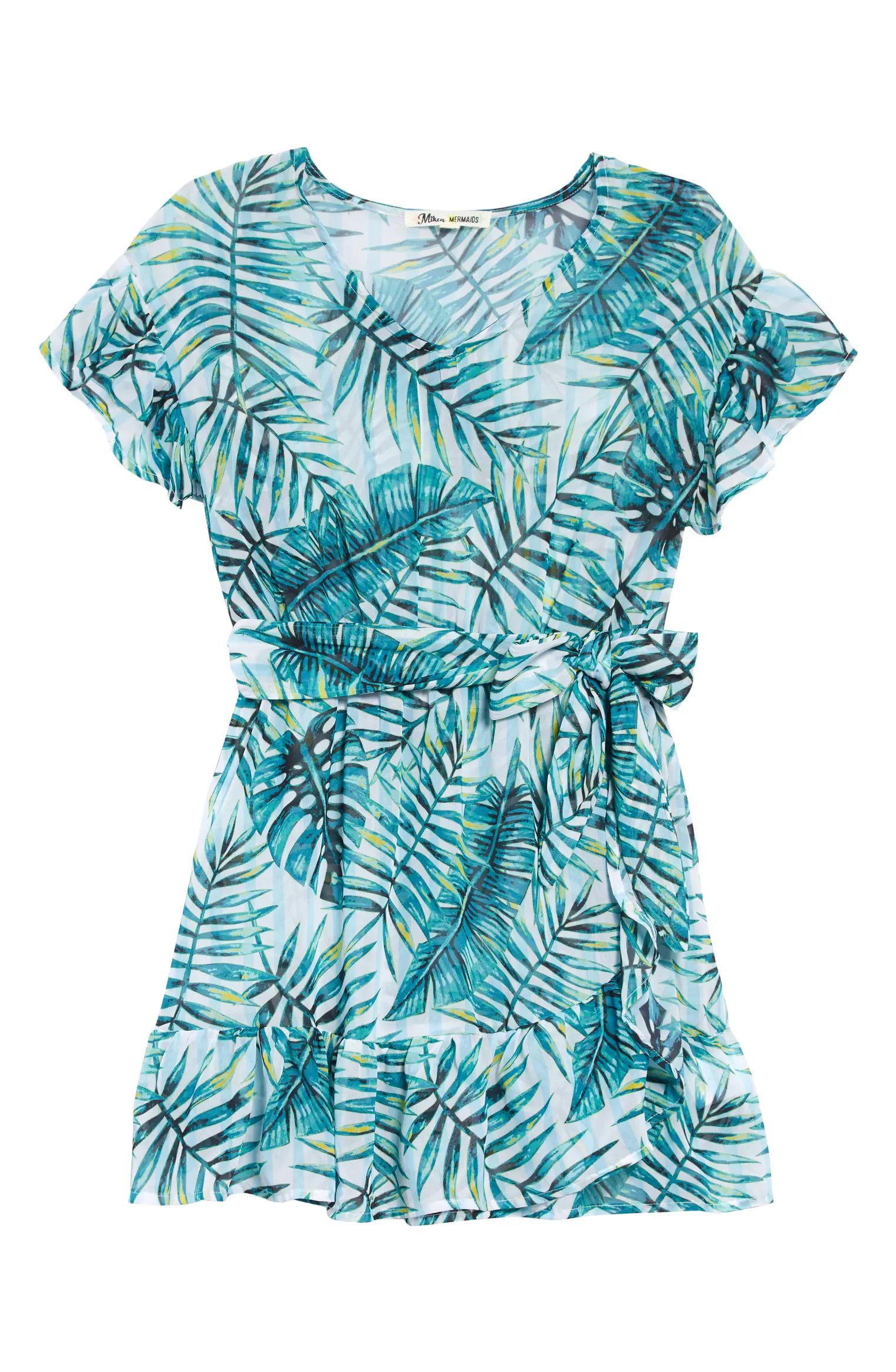 Palm Print Sheer Cover-Up Dress | Nordstrom