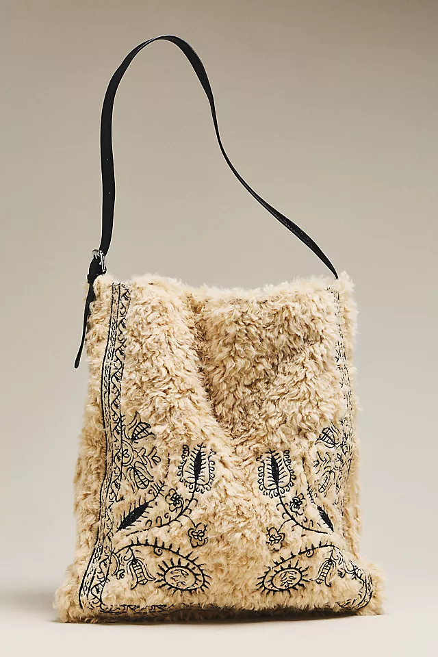 Melie Bianco Annie Faux Shearling Hobo Tote Bag | Anthropologie (US)