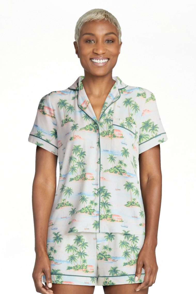 Joyspun Women's Dreamy Soft Collection Notch Collar Top and Shorts Pajama Set, 2-Piece, Sizes XS-... | Walmart (US)