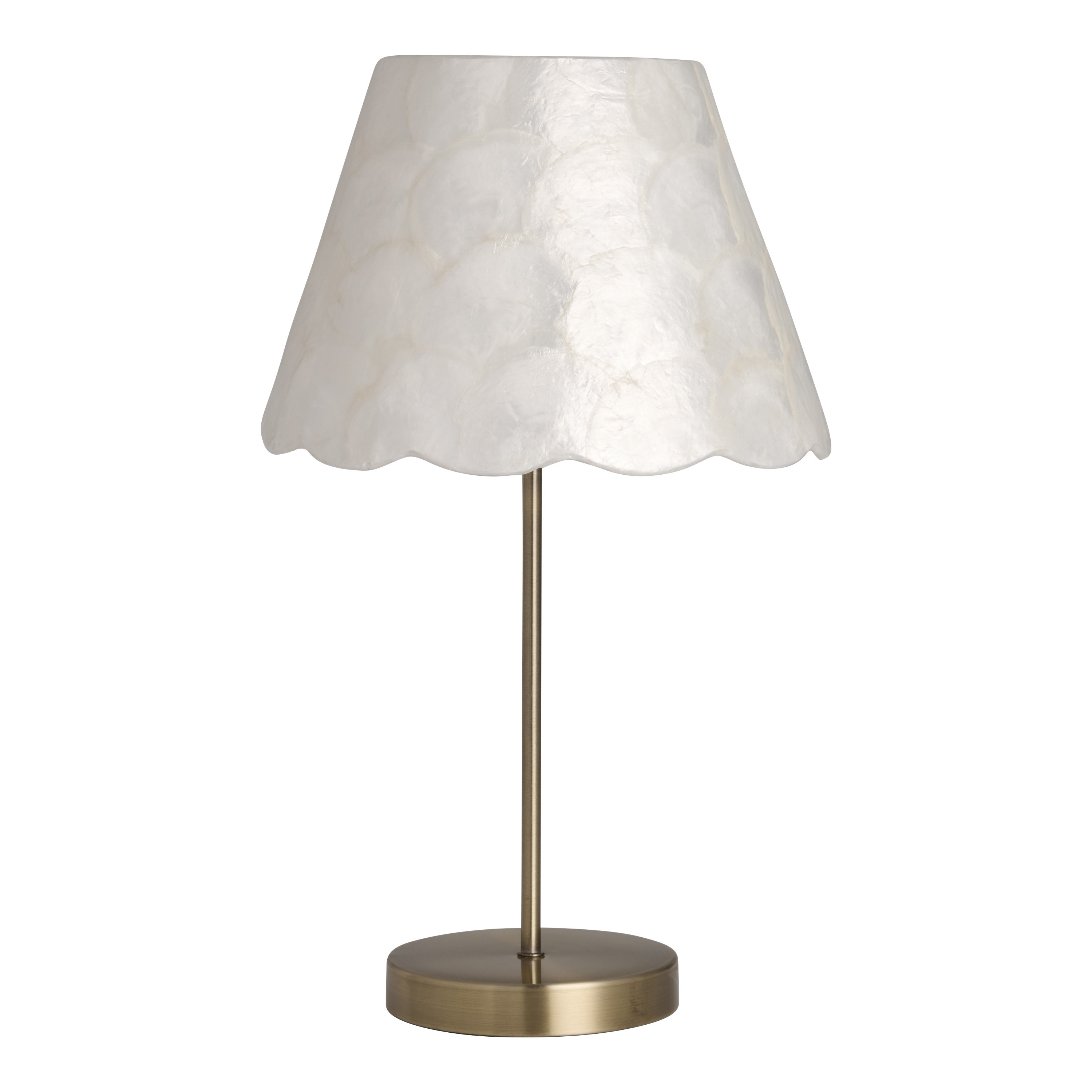 Natural Capiz and Gold Metal Scalloped Table Lamp - World Market | World Market