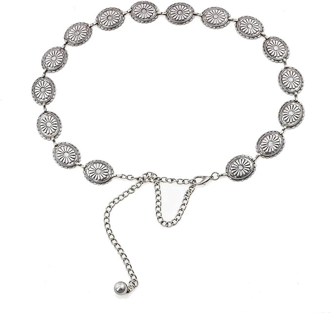 ILuvatar Luvatar Womens Metal Chain Dress Belt Hollow Out Daisy Sweater Belt Decorated Skinny Wai... | Amazon (US)