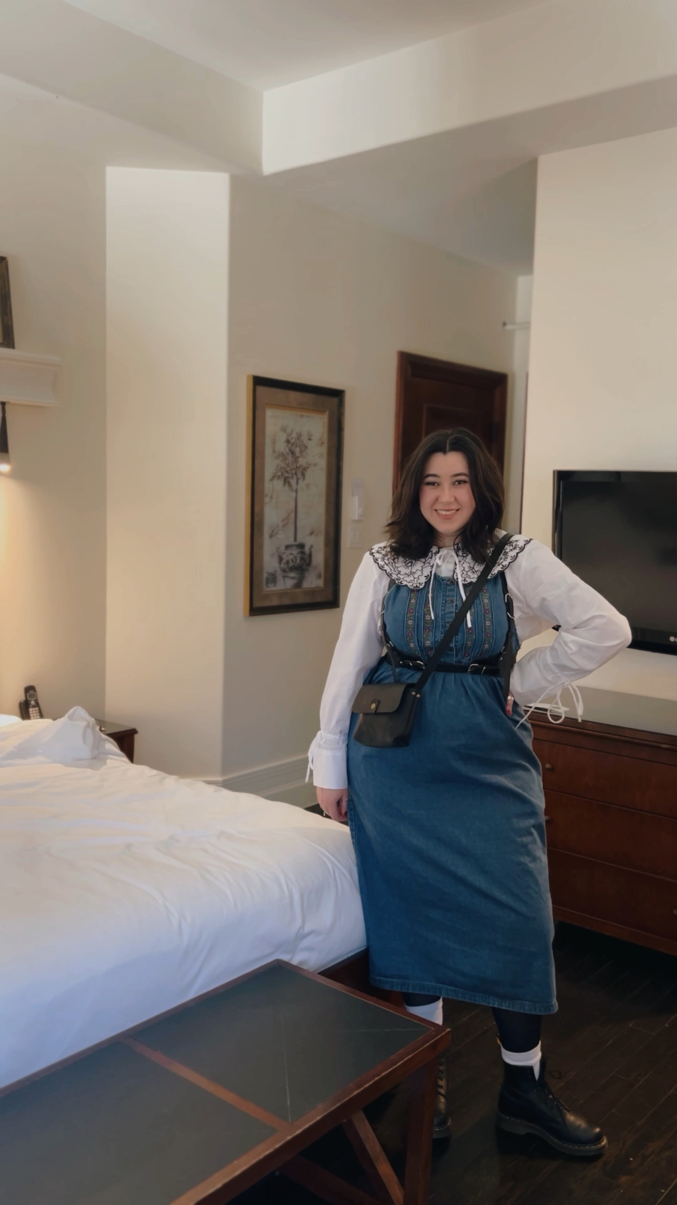 Montreal day 1 outfit: vintage cottagecore dress with a statement collar shirt #outfitideas #dressoutfits 

#LTKmidsize #LTKtravel