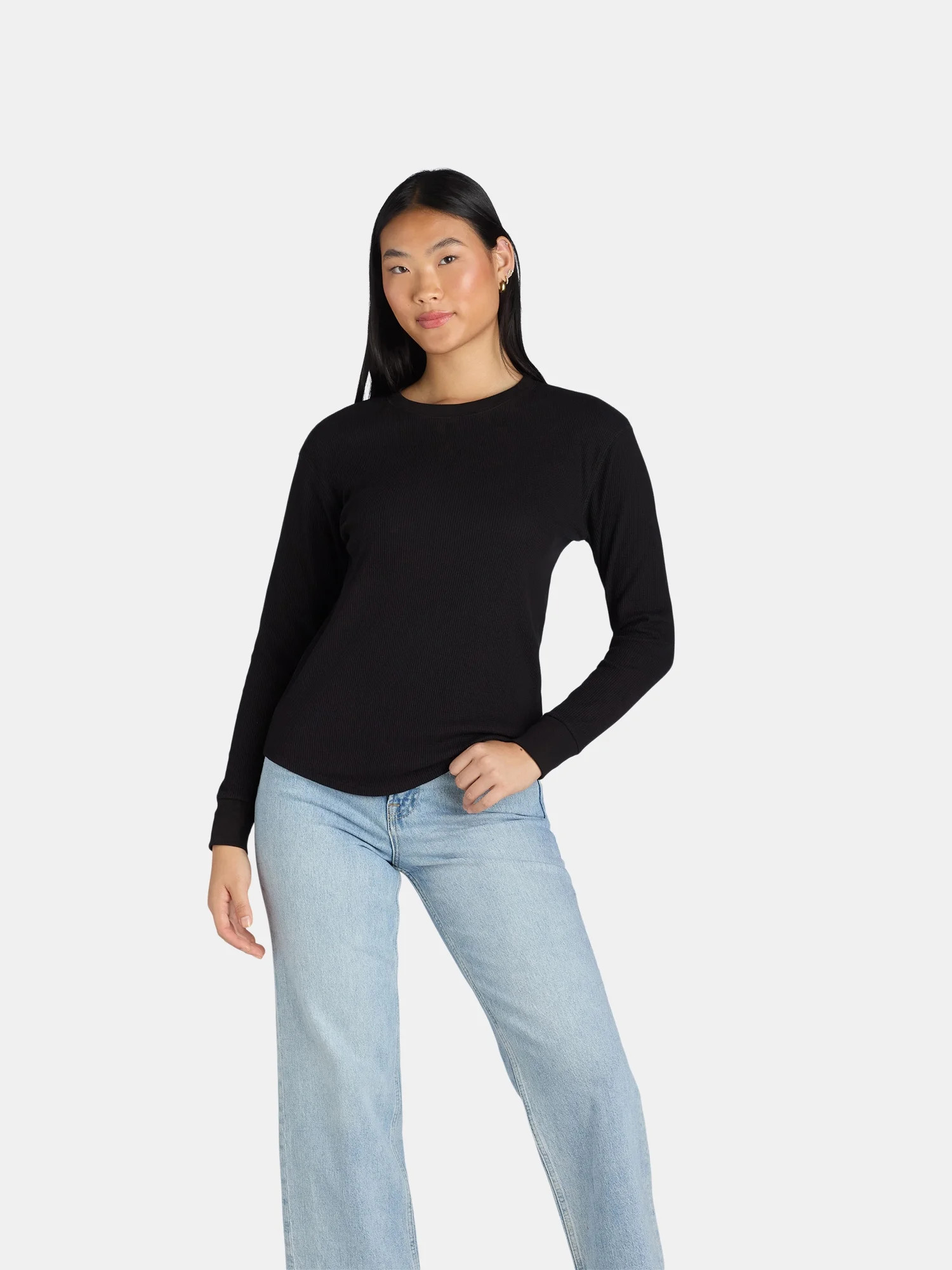 Time and Tru Women’s Essential Thermal T-Shirt with Long Sleeves, Sizes XS-XXXL - Walmart.com | Walmart (US)