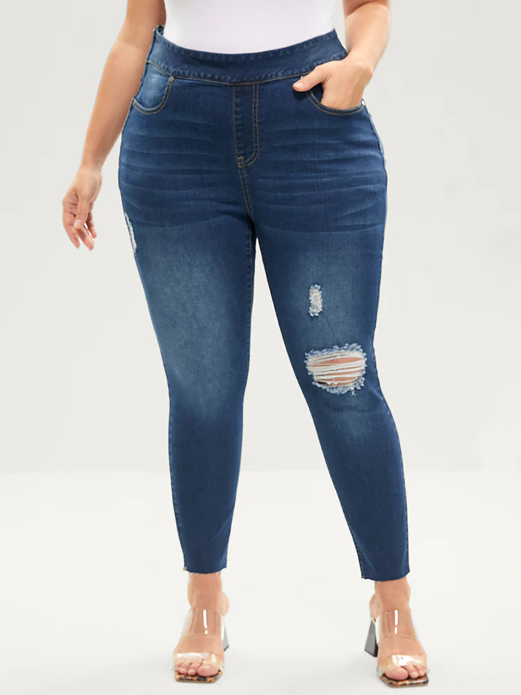 Skinny Very Stretchy  High Rise Medium Wash Sculpt Waist Jeans | Bloomchic